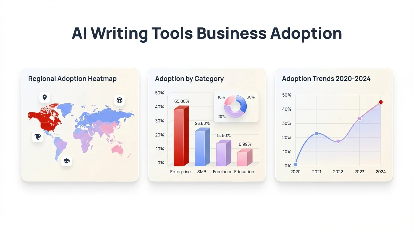AI Writing Productivity Statistics - 24.69% Average Productivity Increase with key metrics showing time savings and efficiency gains from AI writing tools