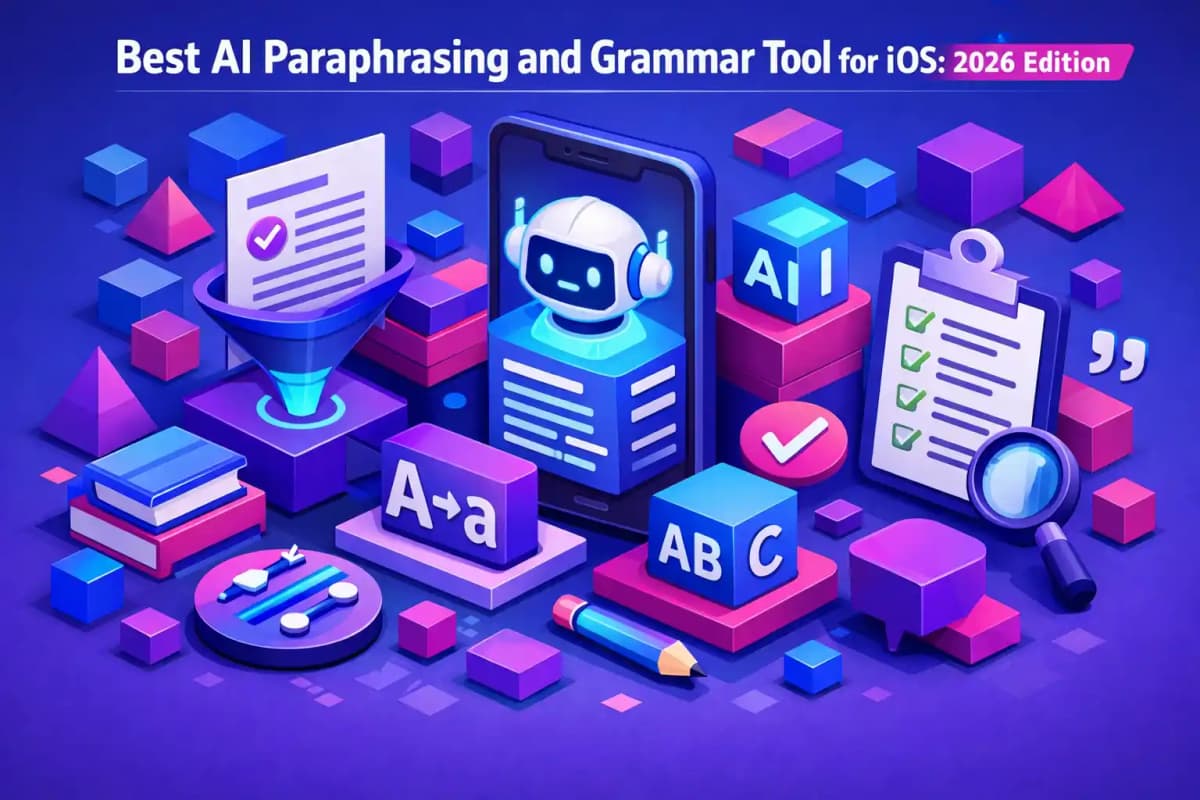 Featured image for article: Best AI Paraphrasing and Grammar Tool for iOS: 2026 Edition