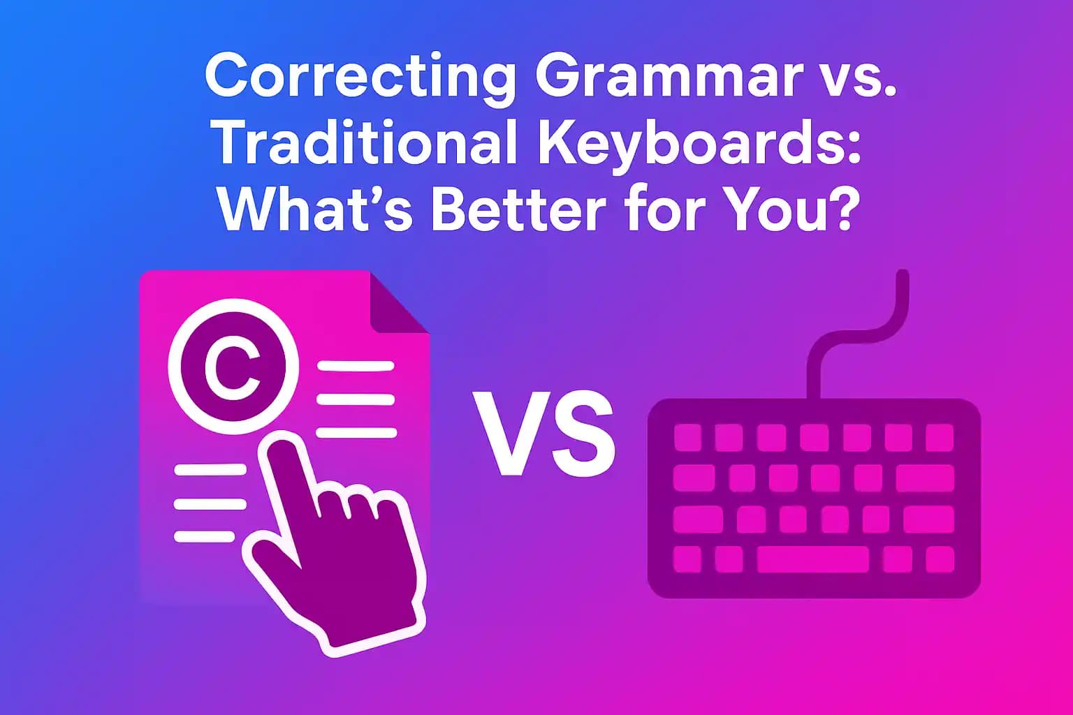 Comparison between grammar-correcting and traditional keyboards showing the difference in features and capabilities