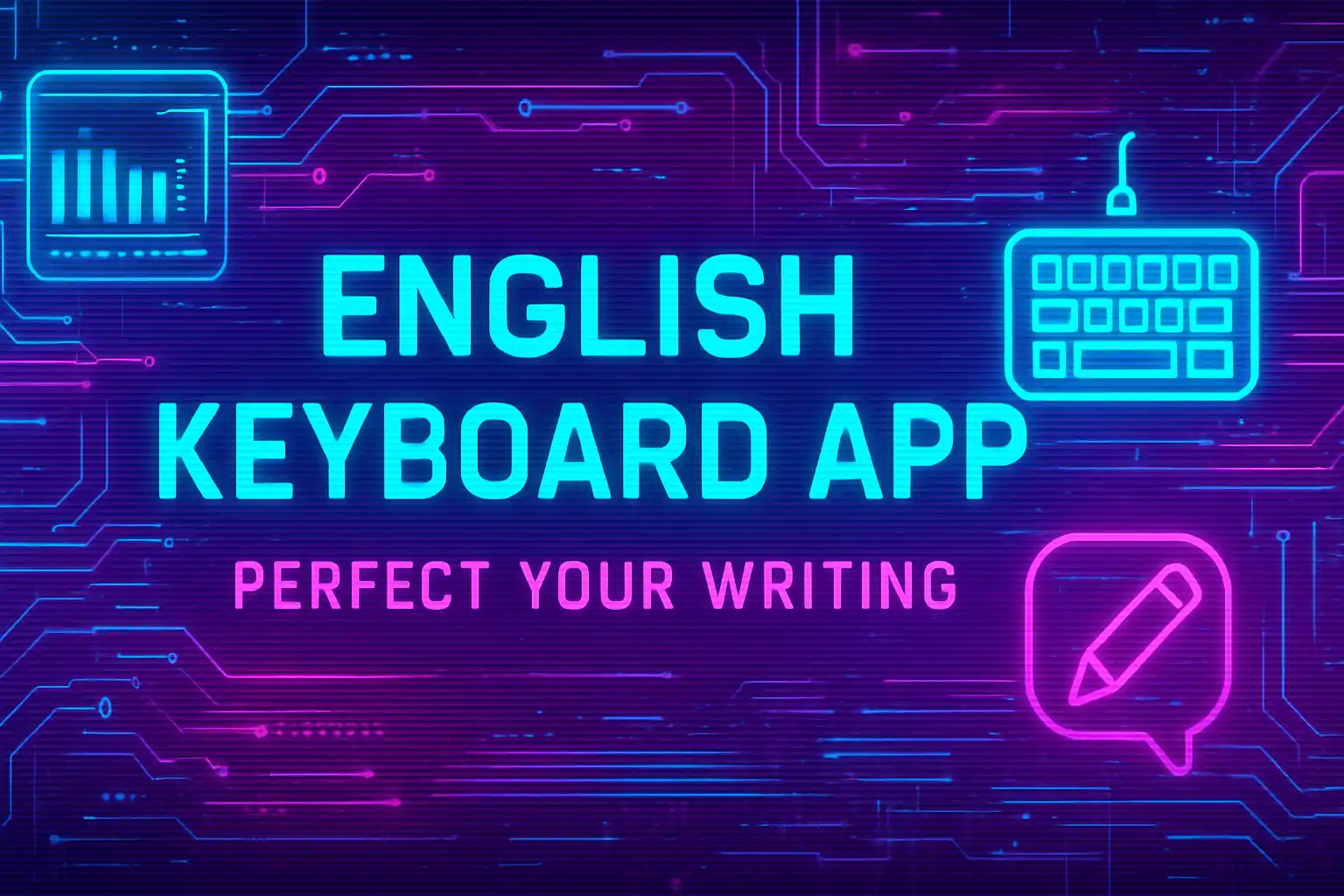 English keyboard app interface showing grammar corrections and suggestions