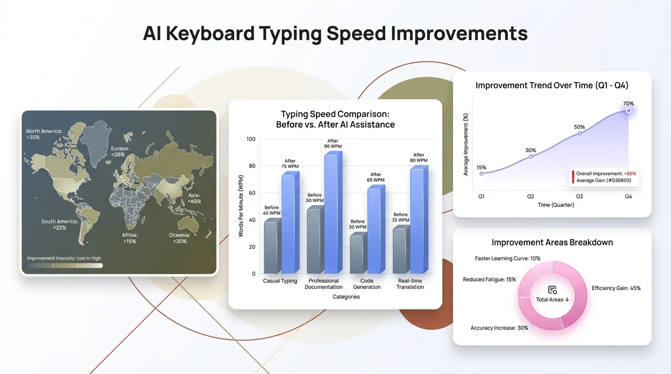 AI Keyboard Typing Speed Improvements - Data visualization showing performance gains