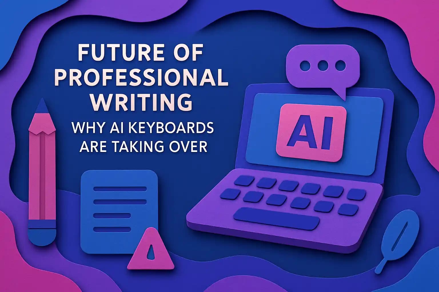 Professional writer using AI keyboard on mobile device