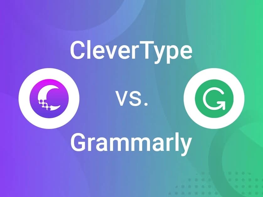 Detailed comparison of CleverType and Grammarly mobile apps showing their interfaces and features