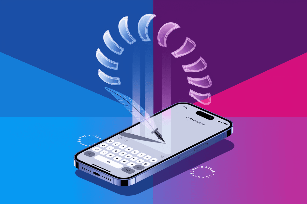 Grammatical keyboard app showing real-time corrections and suggestions