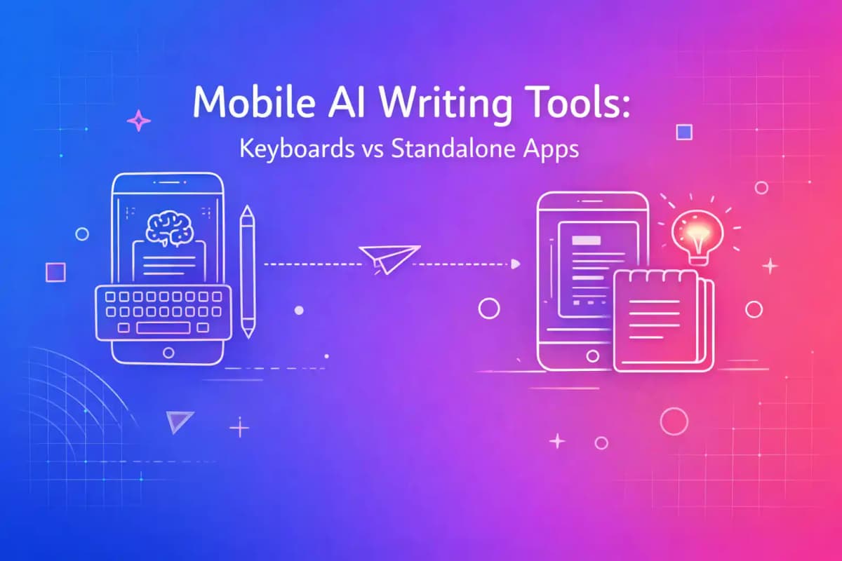Featured image for article: Mobile AI Writing Tools: Keyboards vs Standalone Apps