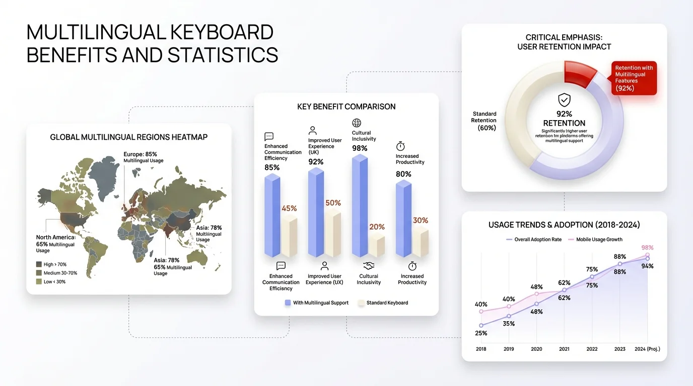 Multilingual Keyboard Benefits and Statistics - Data Dashboard