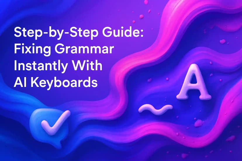AI keyboard correcting grammar mistake on a mobile phone