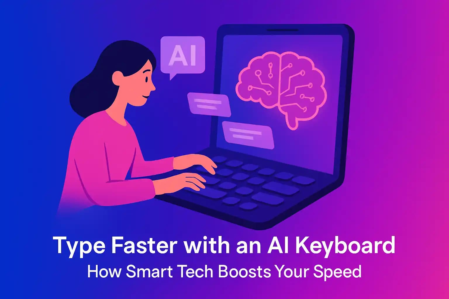 AI keyboard showing speed improvements and smart predictions