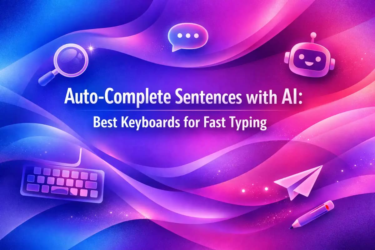 CleverType Blog Post Thumbnail: Auto-Complete Sentences with AI: Best Keyboards for Fast Typing Featured image for article: Auto-Complete Sentences with AI: Best Keyboards for Fast Typing