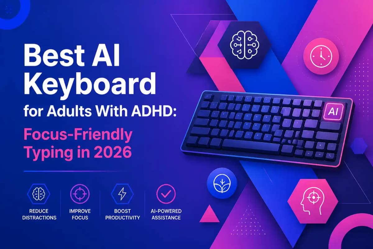 CleverType Blog Post Thumbnail: Best AI Keyboard for Adults With ADHD: Focus-Friendly Typing in 2026 Featured image for article: Best AI Keyboard for Adults With ADHD: Focus-Friendly Typing in 2026