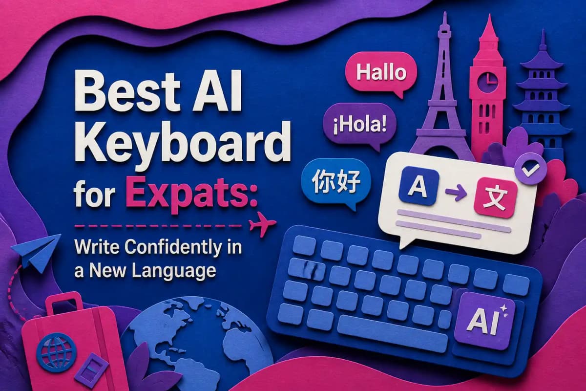 CleverType Blog Post Thumbnail: Best AI Keyboard for Expats: Write Confidently in a New Language Featured image for article: Best AI Keyboard for Expats: Write Confidently in a New Language