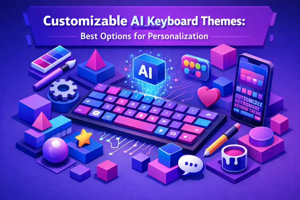 CleverType Blog Post Thumbnail: Customizable AI Keyboard Themes: Best Options for Personalization Featured image for article: Customizable AI Keyboard Themes: Best Options for Personalization