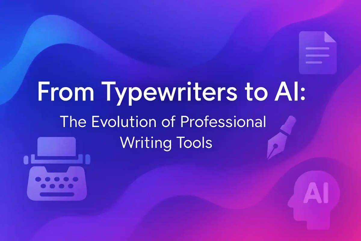 CleverType Blog Post Thumbnail: From Typewriters to AI: The Evolution of Professional Writing Tools Featured image for article: From Typewriters to AI: The Evolution of Professional Writing Tools