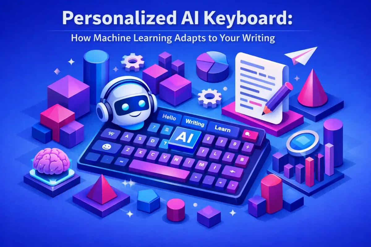 CleverType Blog Post Thumbnail: Personalized AI Keyboard: How Machine Learning Adapts to Your Writing Featured image for article: Personalized AI Keyboard: How Machine Learning Adapts to Your Writing