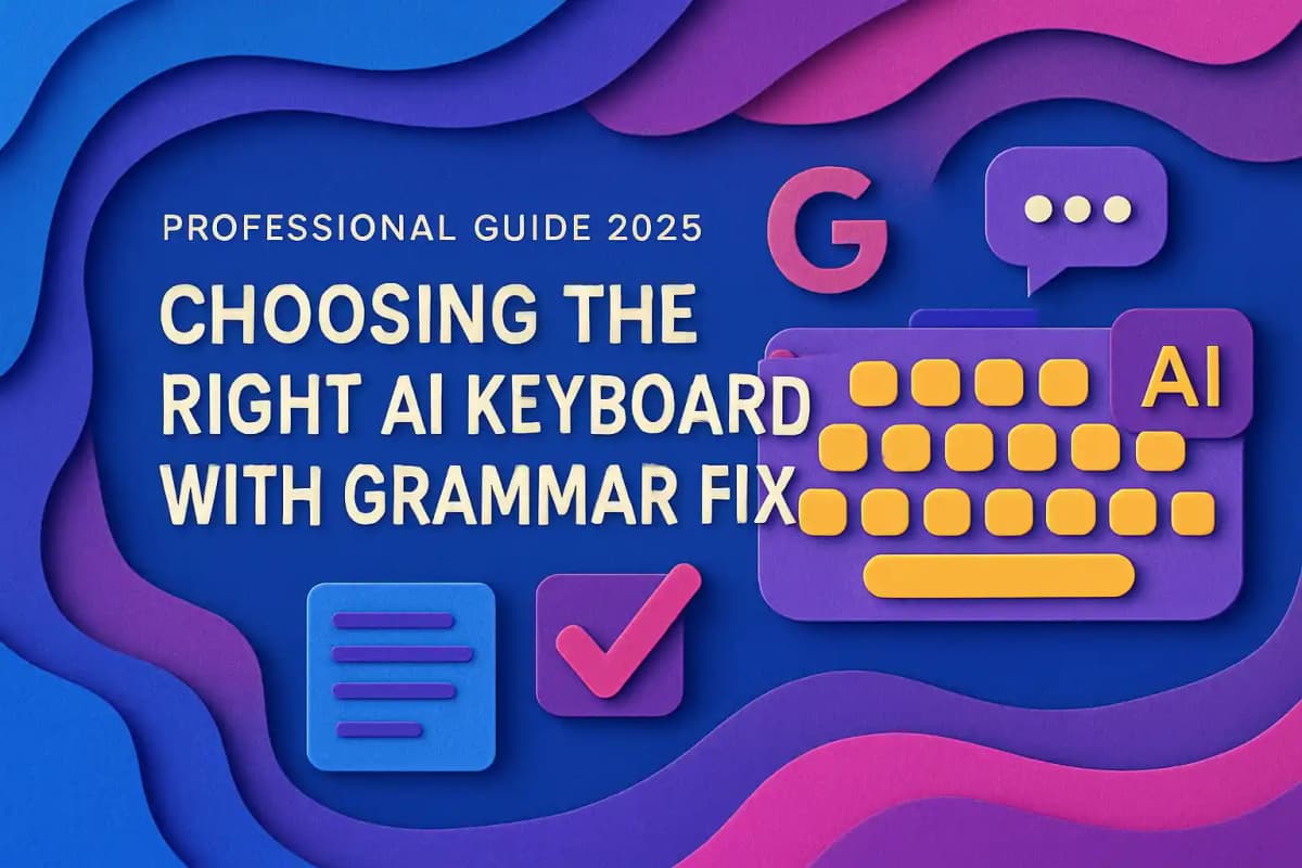 CleverType Blog Post Thumbnail: Professional Guide 2025: Choosing the Right AI Keyboard with Grammar Fix Featured image for article: Professional Guide 2025: Choosing the Right AI Keyboard with Grammar Fix
