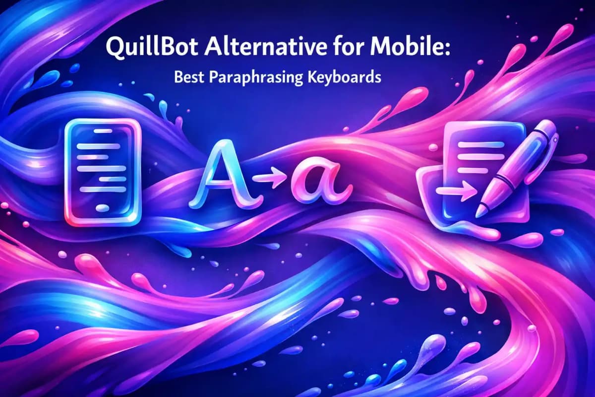 CleverType Blog Post Thumbnail: QuillBot Alternative for Mobile: Best Paraphrasing Keyboards Featured image for article: QuillBot Alternative for Mobile: Best Paraphrasing Keyboards