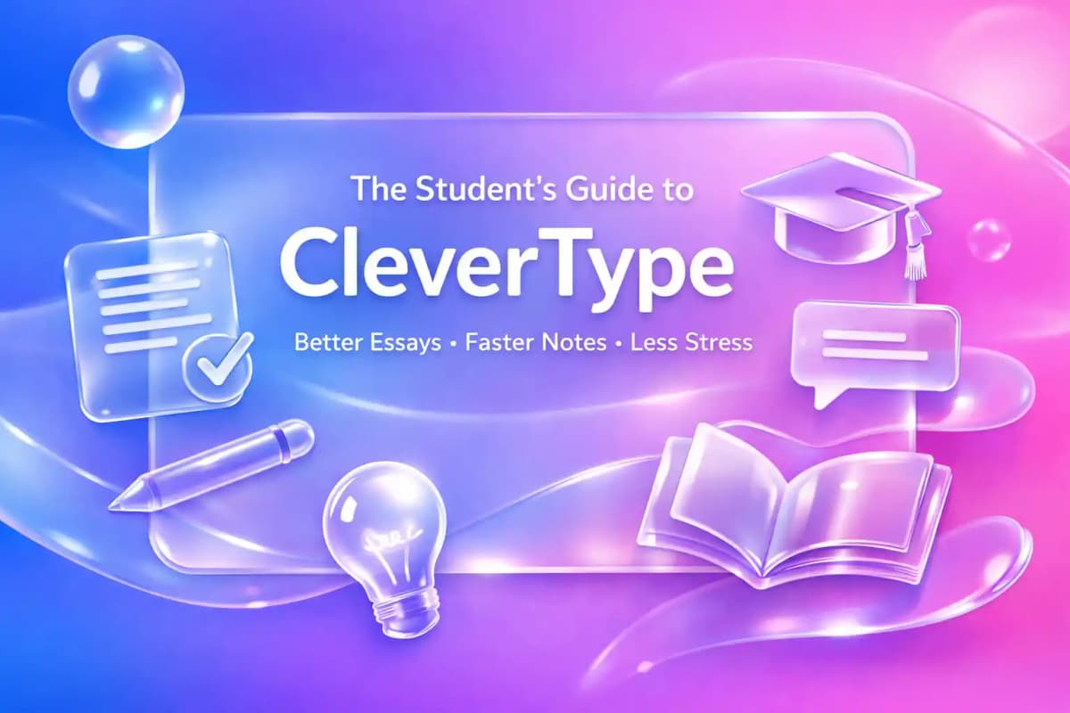 CleverType Blog Post Thumbnail: The Student's Guide to CleverType: Better Essays, Faster Notes, Less Stress Featured image for article: The Student's Guide to CleverType: Better Essays, Faster Notes, Less Stress