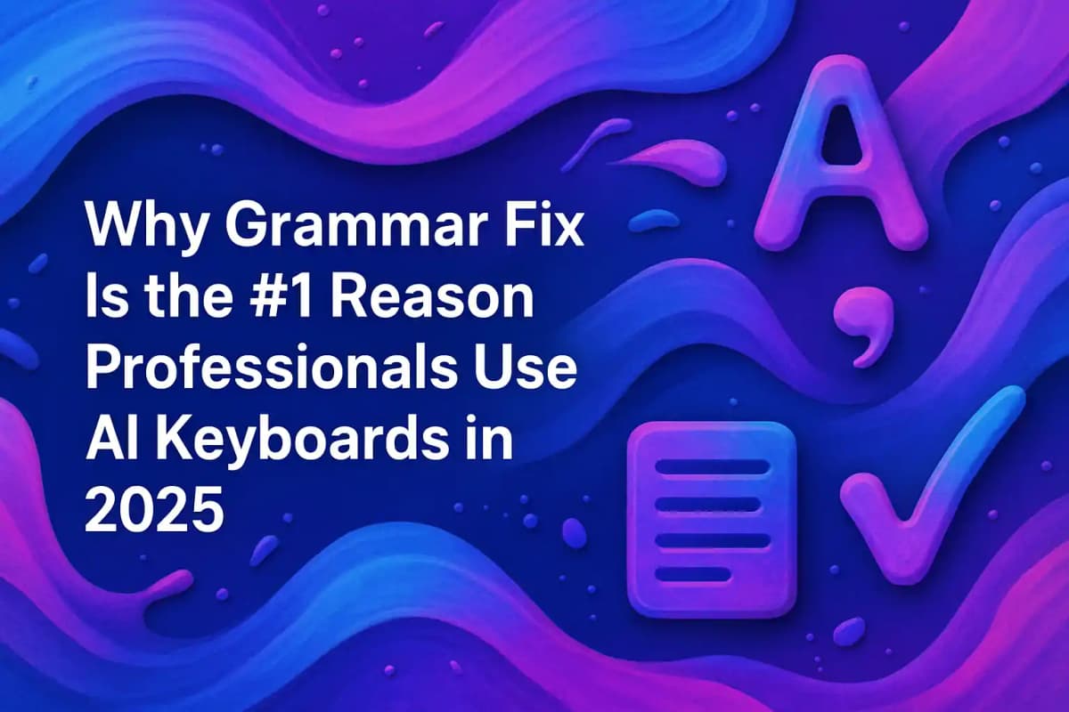 CleverType Blog Post Thumbnail: Why Grammar Fix Is the #1 Reason Professionals Use AI Keyboards in 2025 Featured image for article: Why Grammar Fix Is the #1 Reason Professionals Use AI Keyboards in 2025